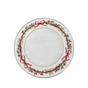 4 Royal Worcester Holly Ribbons 8" Salad Plate Bone China England 1987